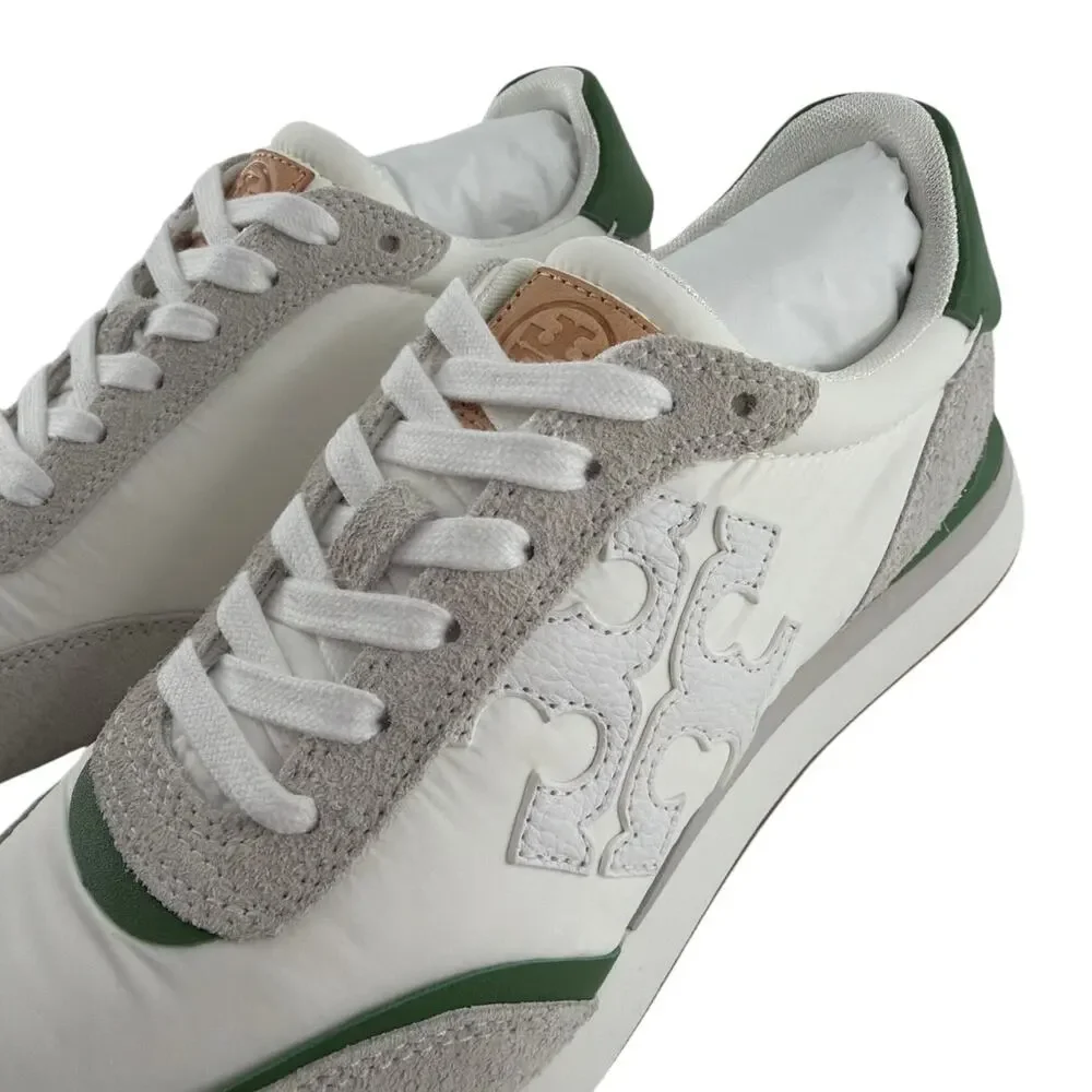 Tory Burch Women's White Pale Green Suede Destiny Sneakers Size 7